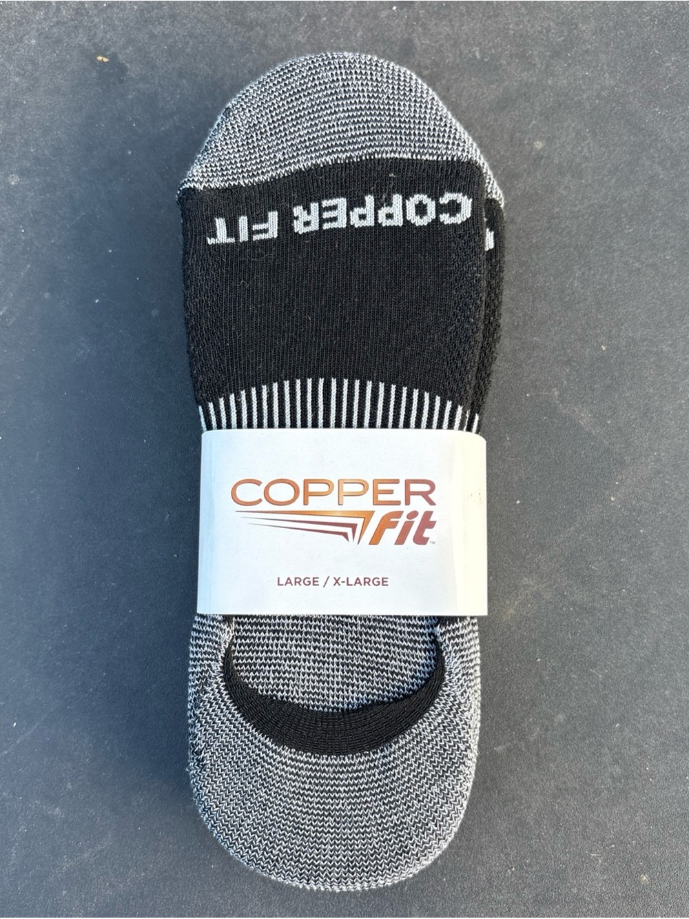 Copper Fit Sport Socks Black L/XL Men Polyester Spandex Machine Washable 4 pairs